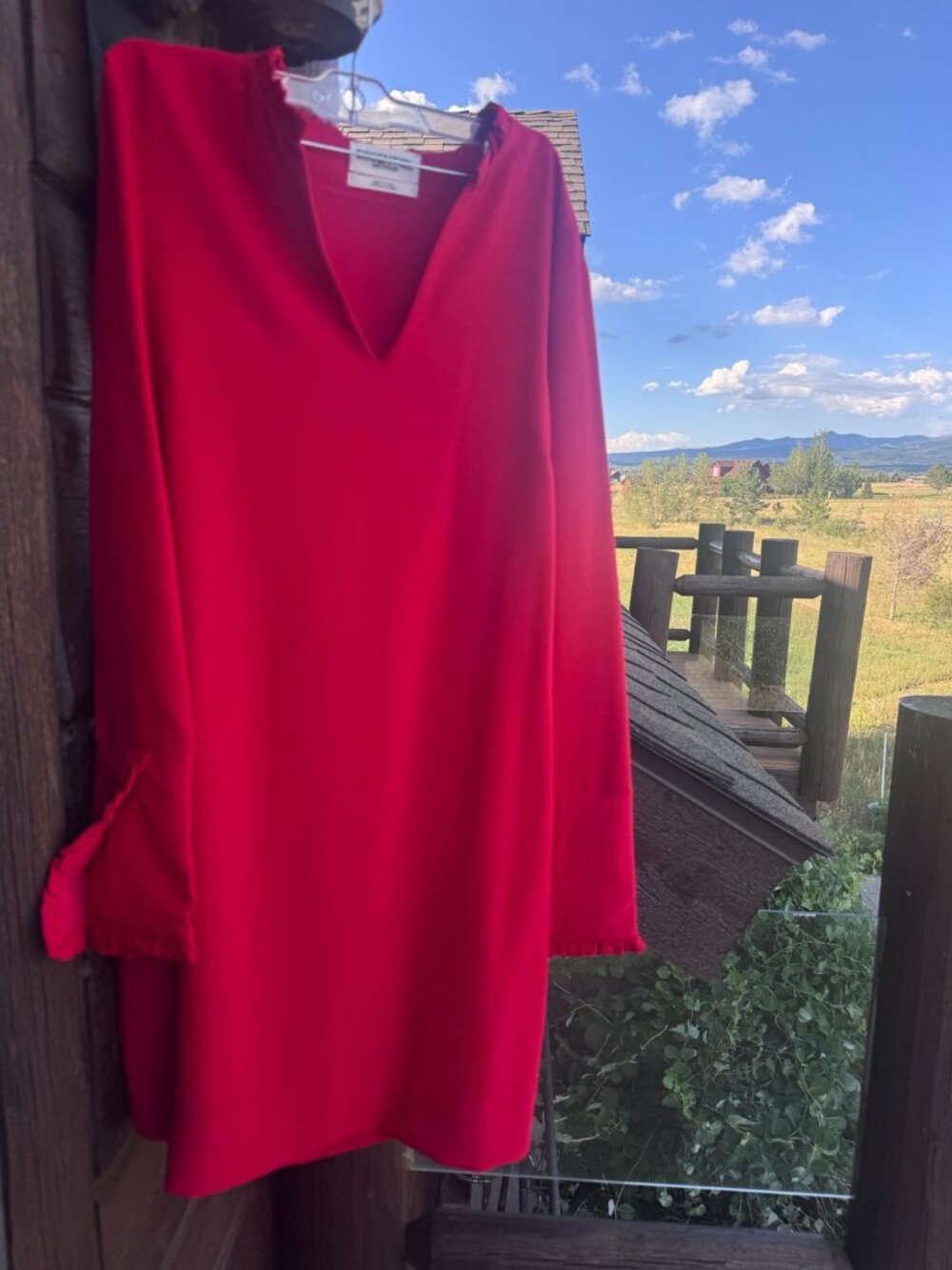 Essentiel Antwerp Red Ruffle Cuff Shift Dress Size 38 US 6